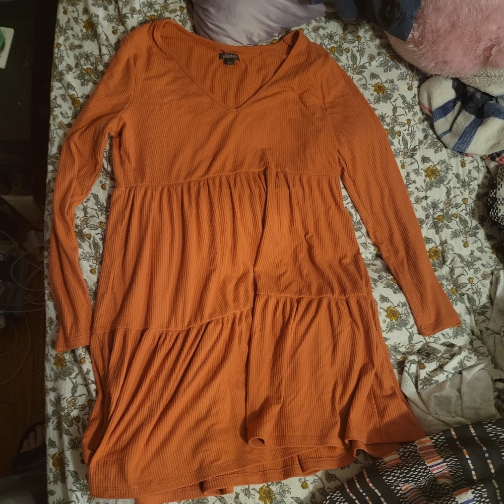 Orange Long Sleeve Wild Fable Skater Dress